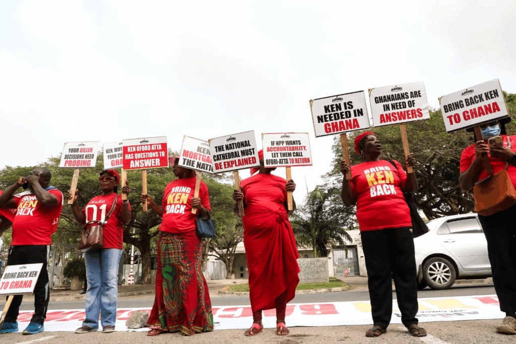 Photos: Arise Ghana pickets US Embassy to demand Ken ofori-Atta's return