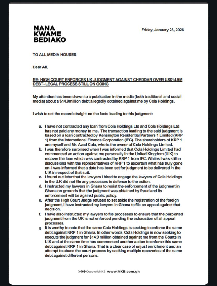Nana Kwame Bediako explains circumstances behind US$14.9m UK judgment debt