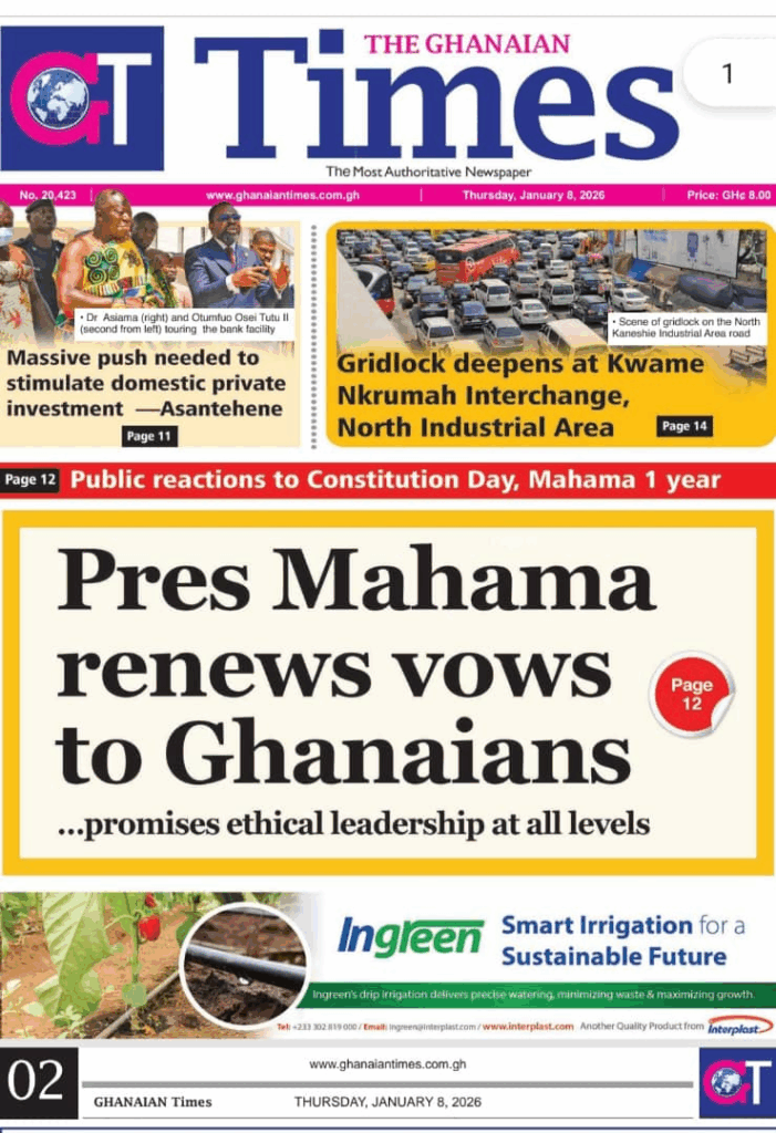 Today's Front pages: Thursday, January 8, 2026