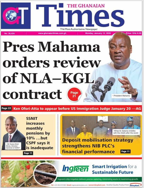 Today's Front pages: Monday, January 12, 2026