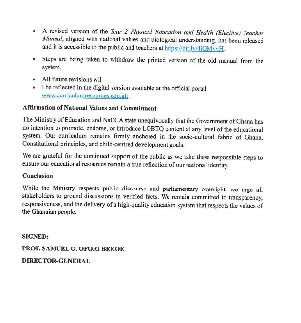 NaCCA revises teacher manual, withdraws 'gender definition' content deemed contrary to Ghanaian values