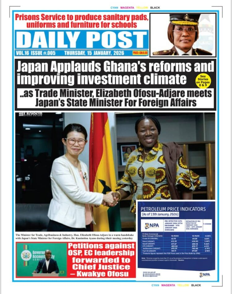 Today's Front pages : Thursday, January 15, 2026