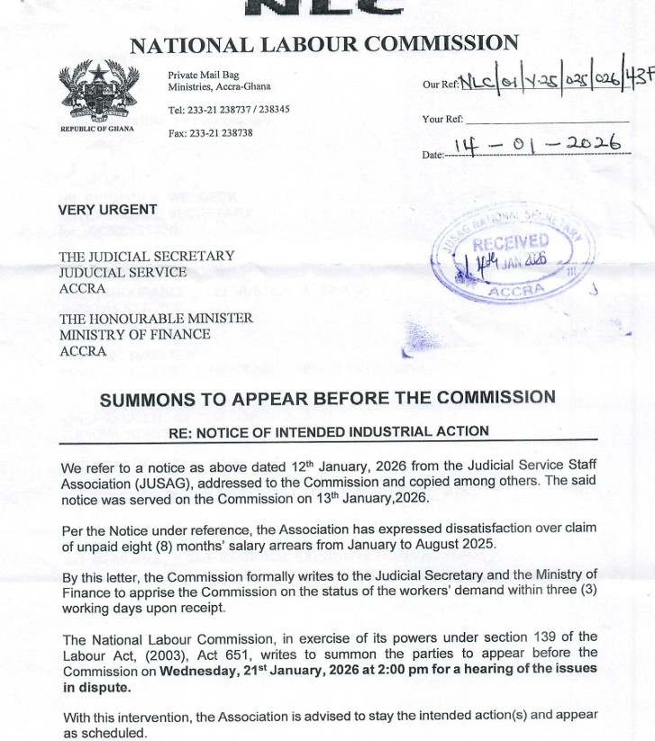 NLC summons Finance ministry, Judicial service over JUSAG’s 8-month salary arrears