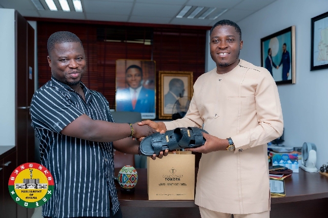 Ketu North MP honoured with customised slippers for supporting local entrepreneurs – MyJoyOnline