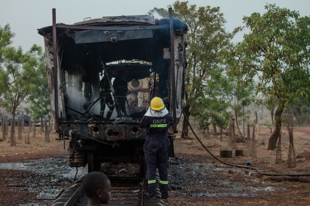 Fire destroys heritage train at Ibrahim Mahama’s Red Clay Studio in Tamale Fire destroys heritage train at Ibrahim Mahama’s Red Clay Studio in Tamale