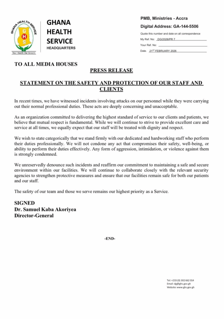 GHS condemns attacks on staff, pledges enhanced security measures GHS condemns attacks on staff, pledges enhanced security measures