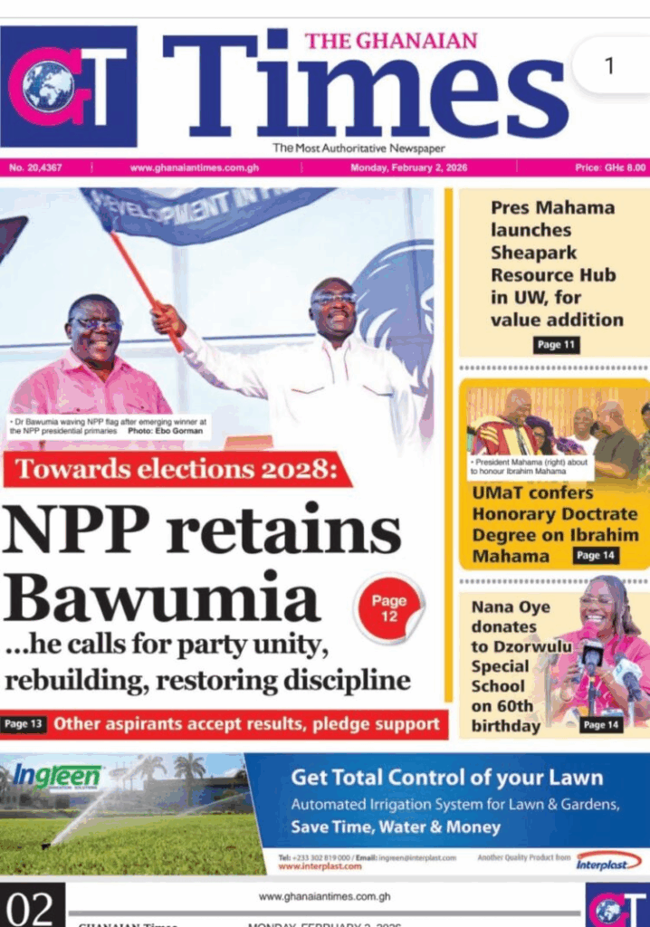 Today's Front pages: Monday, February 2, 2026