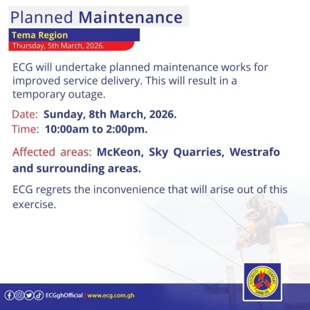 See the areas that will be affected by ECG's planned maintenance today, March 8
