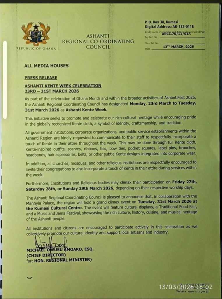 Ashanti Region declares ‘Kente Week’ to celebrate cultural heritage