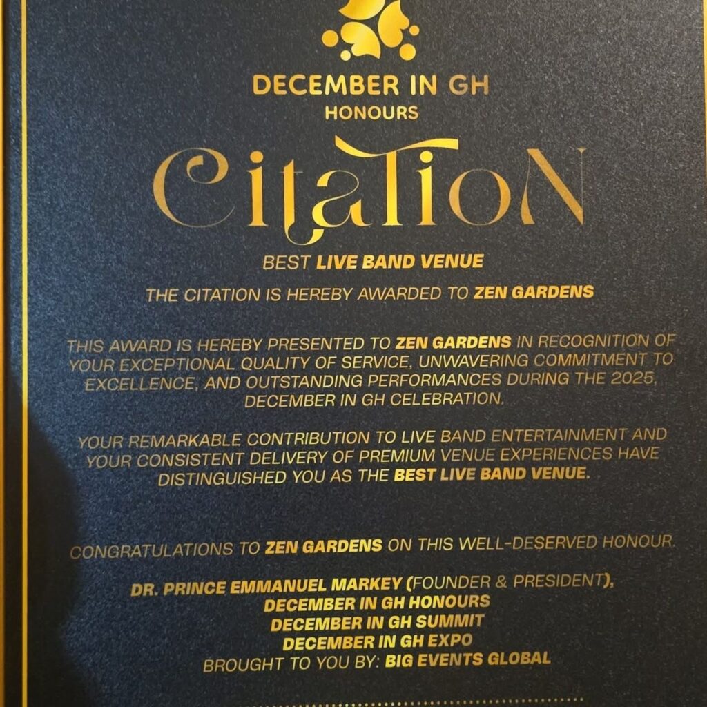 Zen Garden named Ghana’s Best Live Music Venue Zen Garden named Ghana’s Best Live Music Venue