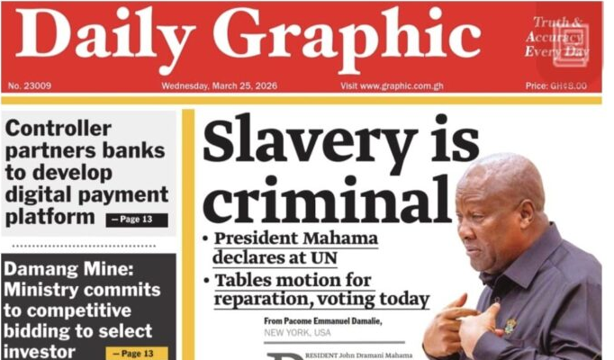 Today’s Front pages : Wednesday, March 25, 2026