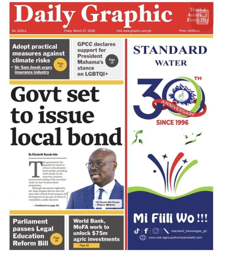 Today’s Front pages: Friday, March 27, 2026