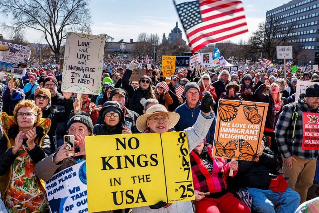 No Kings protests draw large crowds to rally against Donald Trump