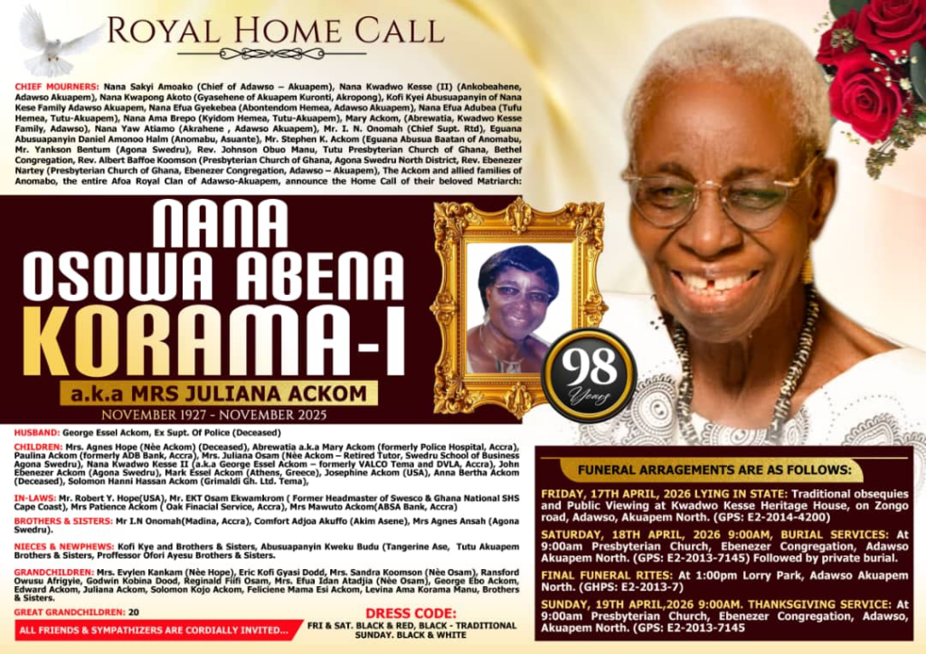 Nana Osowa Abena Korama-I aka Mrs Juliana Ackom – MyJoyOnline