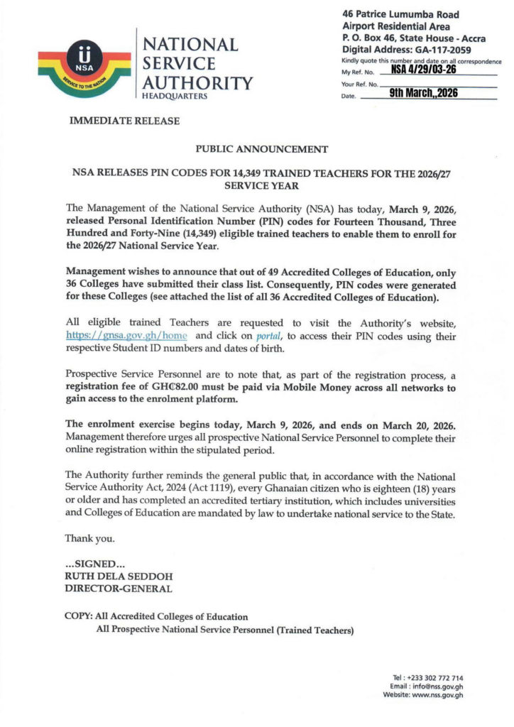 NSA issues PIN codes for over 14,000 trained teachers