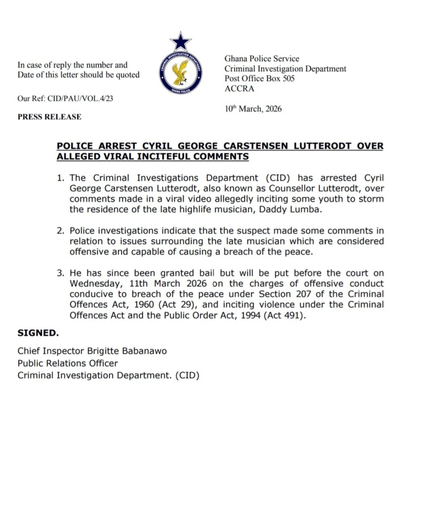 Counsellor Lutterodt to appear in Court over comments on Daddy Lumba