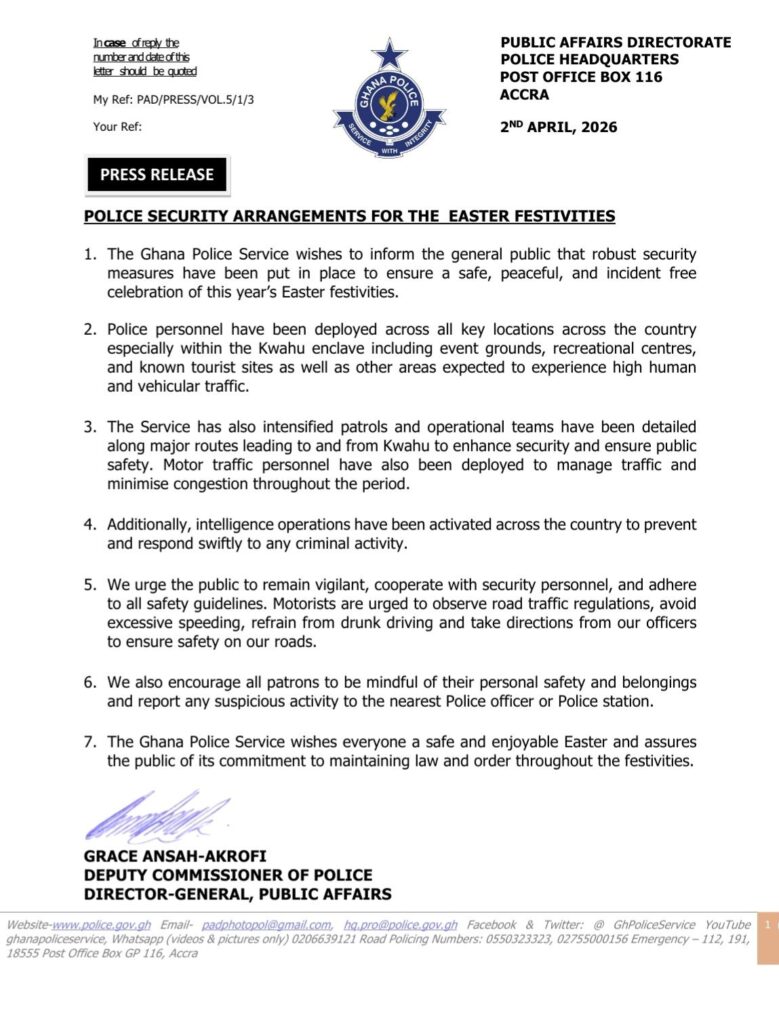Ghana Police Service strengthen security ahead of Easter celebrations