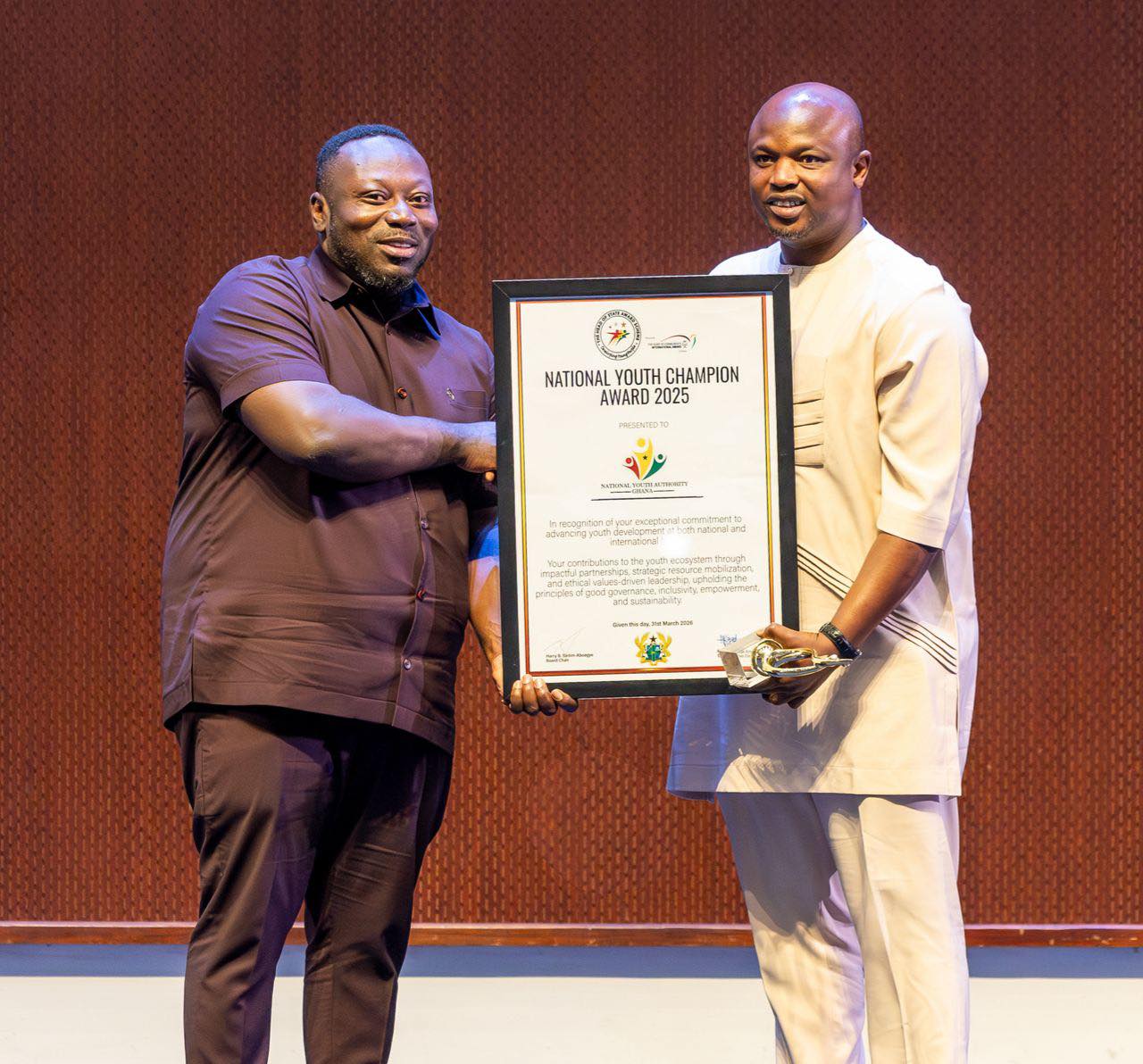 National Youth Authority honoured with 2025 Youth Champion Award