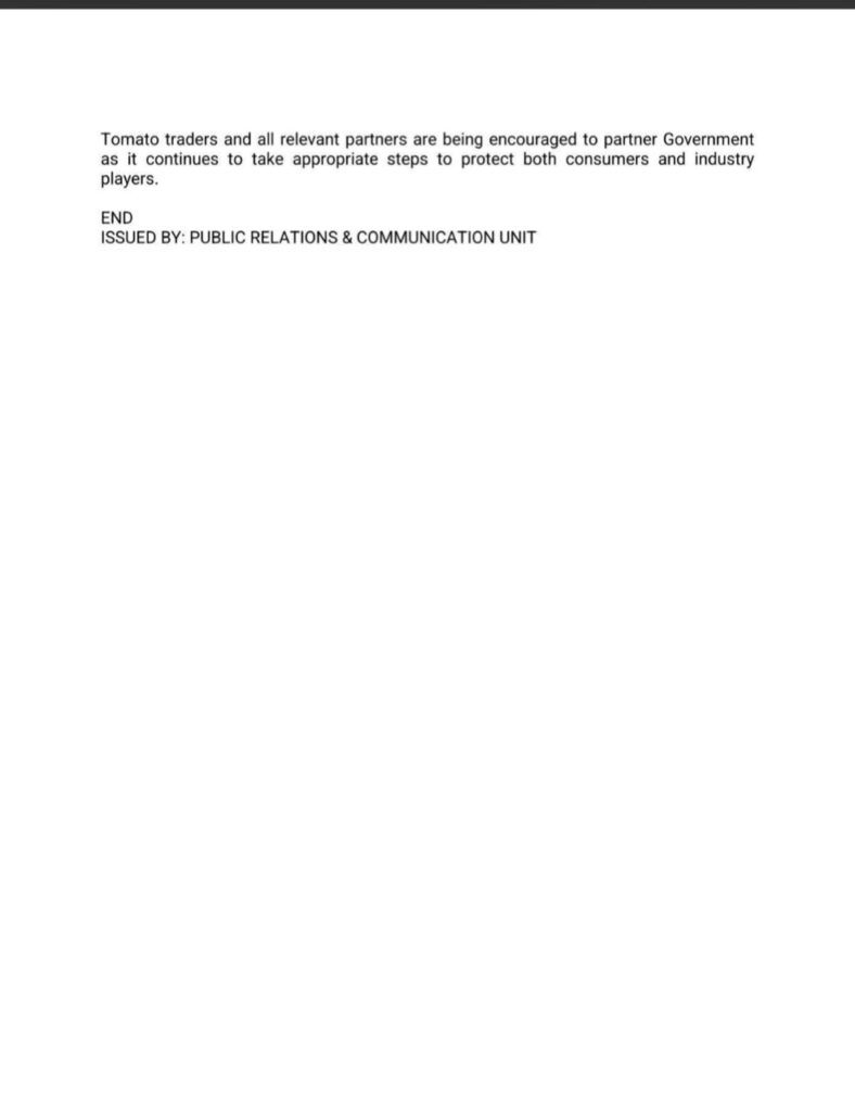 Ghana welcomes lifting of Burkina Faso's tomato export ban