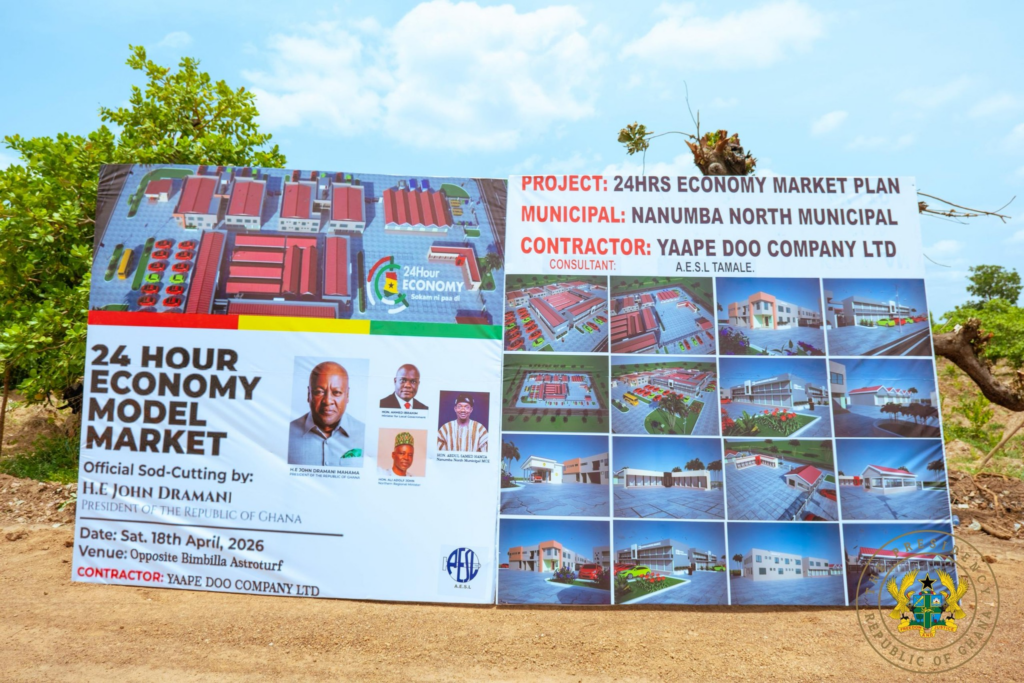 Photos: President Mahama cuts sod for 24-hour economy market in Bimbilla