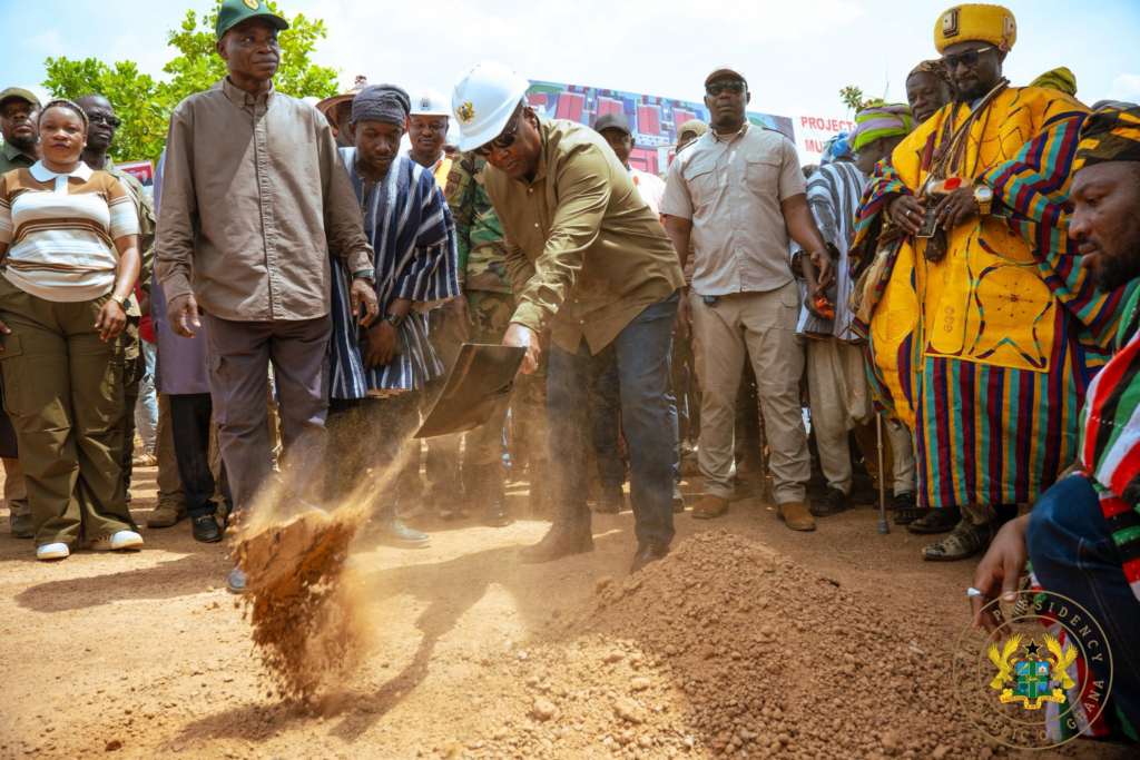 Photos: President Mahama cuts sod for 24-hour economy market in Bimbilla