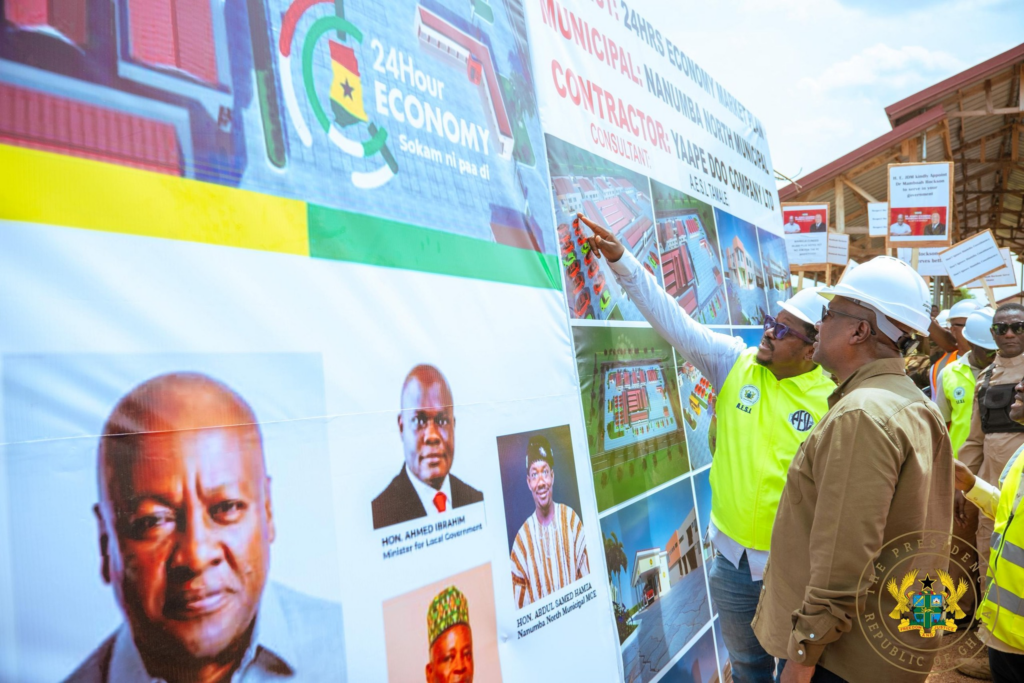 Photos: President Mahama cuts sod for 24-hour economy market in Bimbilla