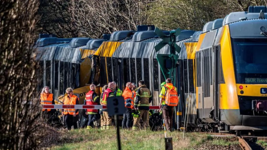 Two trains collide head-on in Denmark,...