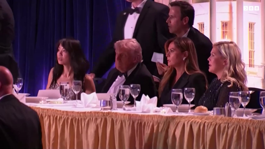 Moment Trump rushed from White House Correspondents’ Dinner after suspected gunshots heard