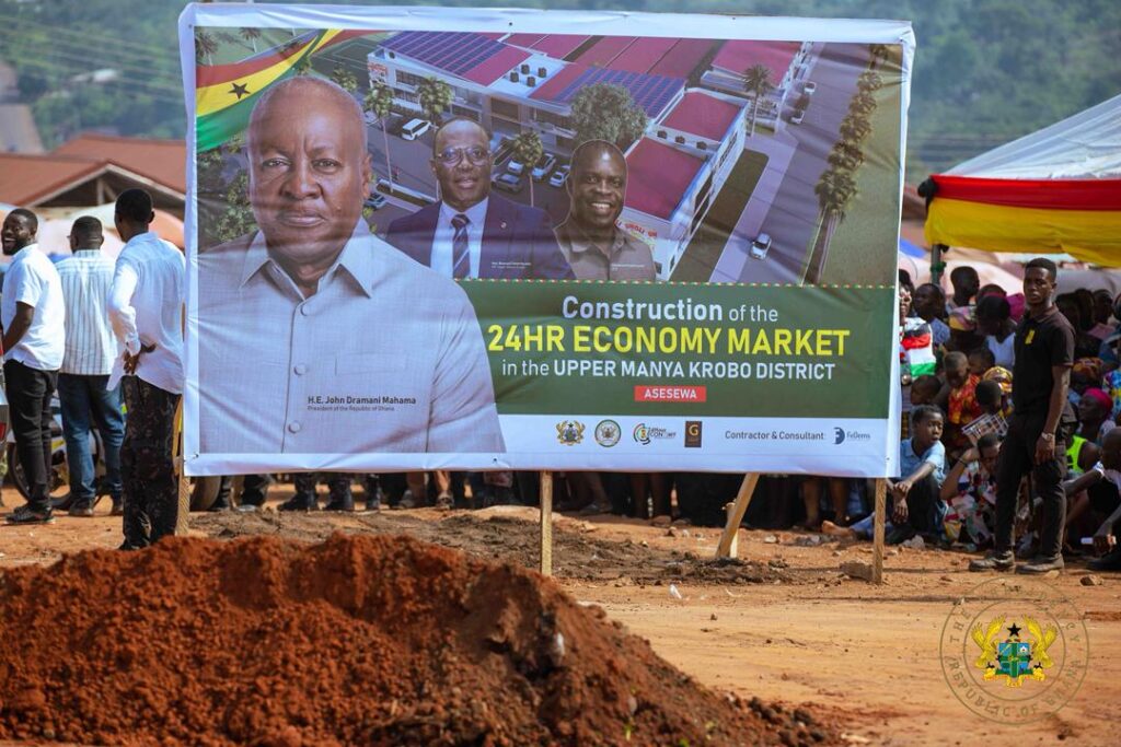 Mahama cuts sod for 24-hour model market at Asesewa to revive local trade hub