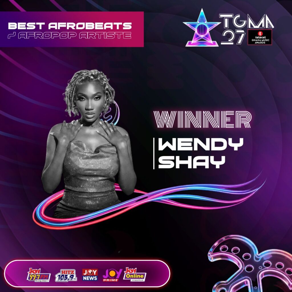 Wendy Shay Crowned Afrobeats Afropop Artiste At The 27th TGMAs Wendy Shay Crowned Afrobeats Afropop Artiste At The 27th TGMAs
