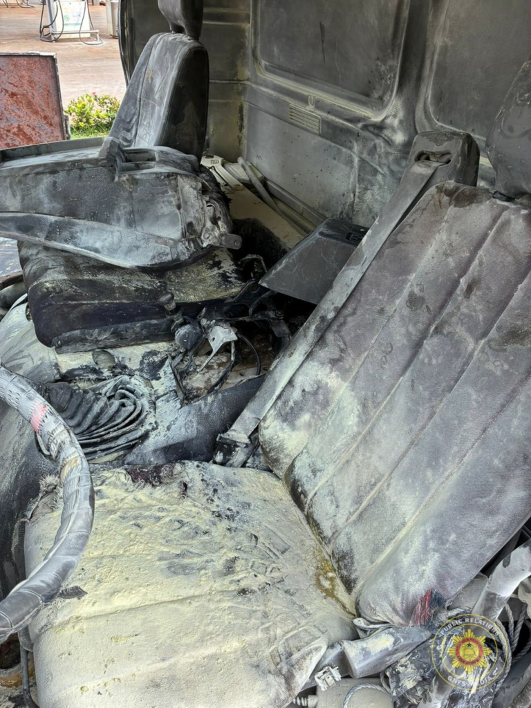 Fire destroys part of cargo truck near...