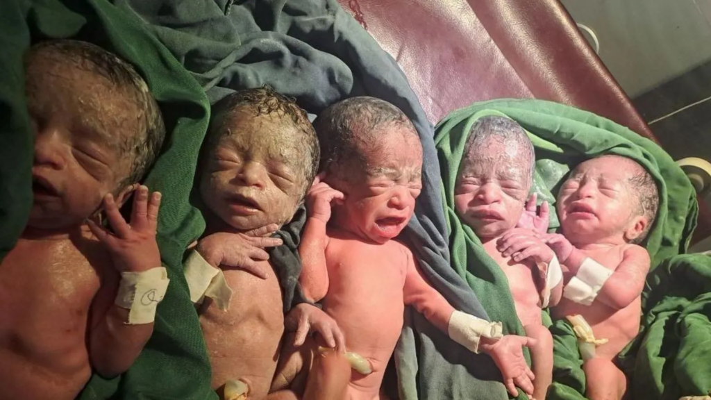 Ethiopian woman’s joy at rare quintuplets...