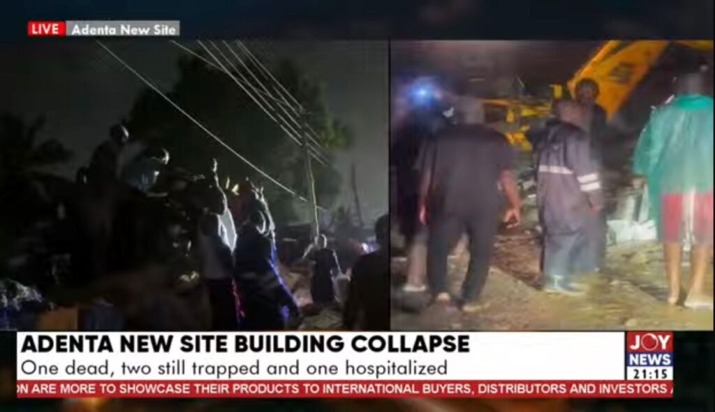 One dead, 2 remain trapped after building collapse at Adenta