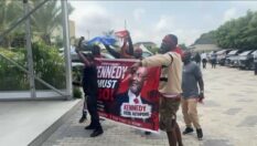 Chaos erupts at NPP NEC meeting as security clash with ‘Ken Must Go’ protesters (Video)