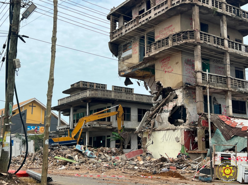 GNFS supports safe demolition of dilapidated four-storey building in Osu