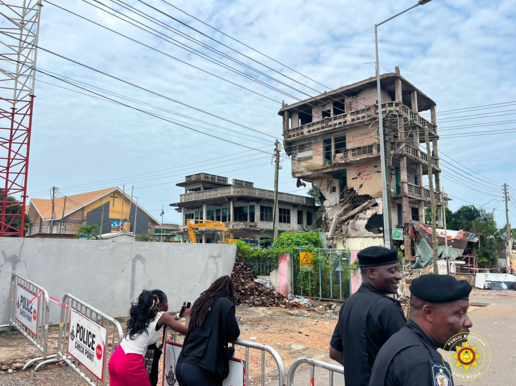 GNFS supports safe demolition of dilapidated four-storey building in Osu