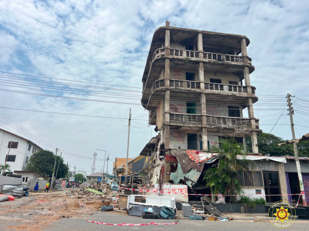GNFS supports safe demolition of dilapidated four-storey building in Osu