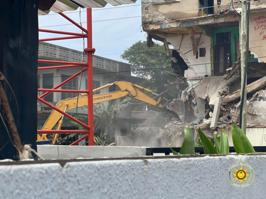 GNFS supports safe demolition of dilapidated four-storey building in Osu