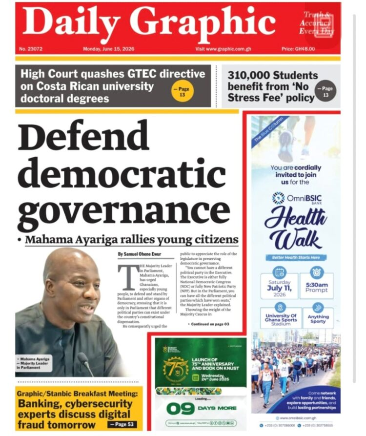 Today’s front pages: Monday, June 15, 2026