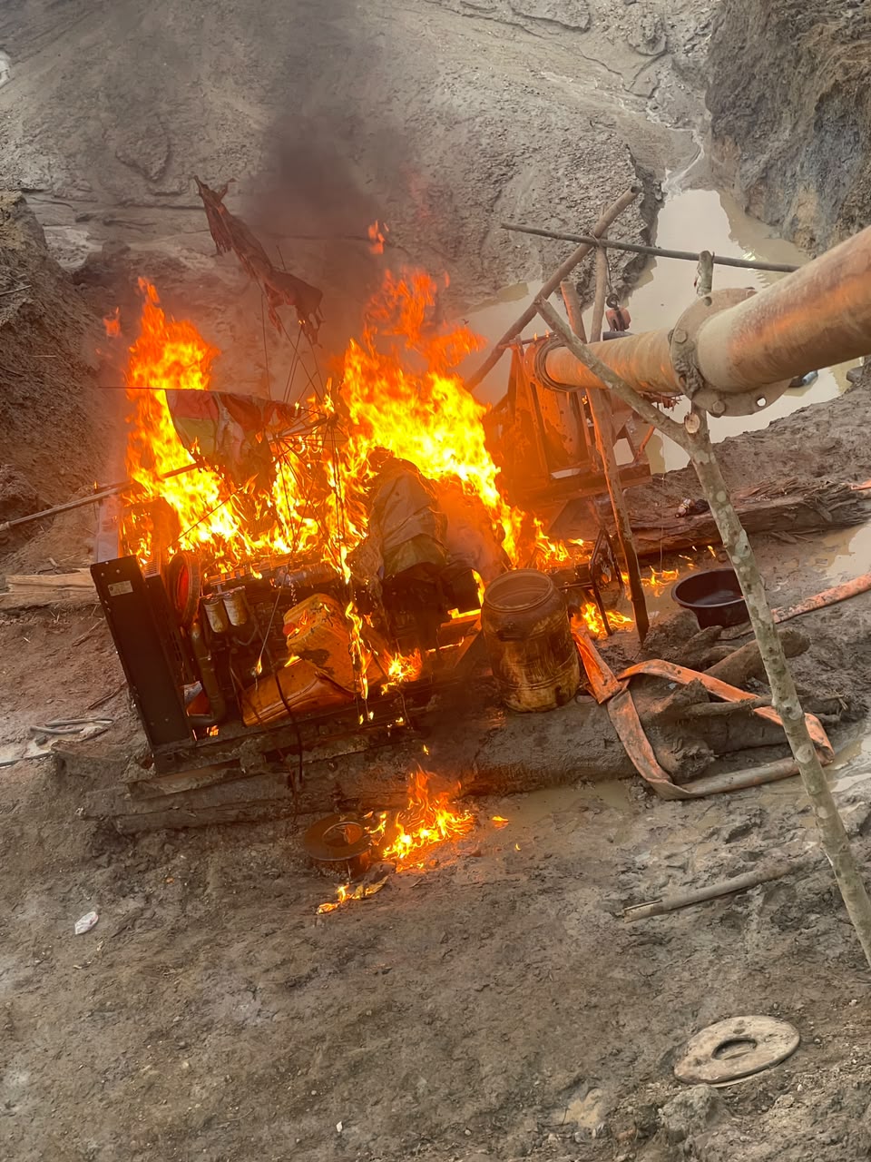 Ghana Disables Six Excavators and Seizes Shotguns in Illegal Mining Raid