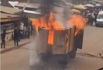 Truck bursts into flames at Wassa Akropong; driver escapes unhurt