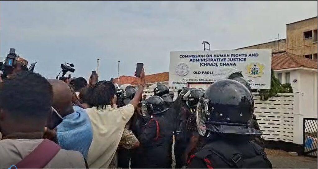 Security forces deployed to EOCO headquarters as supporters protest Dennis Miracles Aboagye's arrest