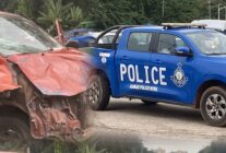 Police pickup carrying suspects crashes into trotro on KNUST campus, several injured