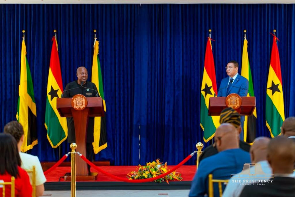 Photos: Mahama, Holness deliver joint media statement, reaffirm Ghana–Jamaica partnership