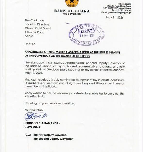 Bank of Ghana: Matilda Asante-Asiedu GoldBod Board Appointment Confirmed
