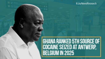 Ghana ranked 5th source of cocaine seized at Antwerp, Belgium in 2025