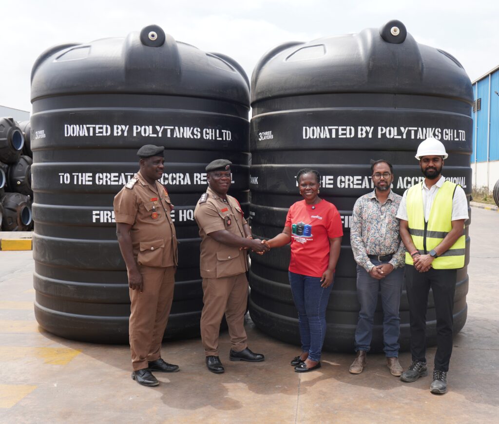 Polytanks Ghana donates water storage tanks to GNFS in Accra