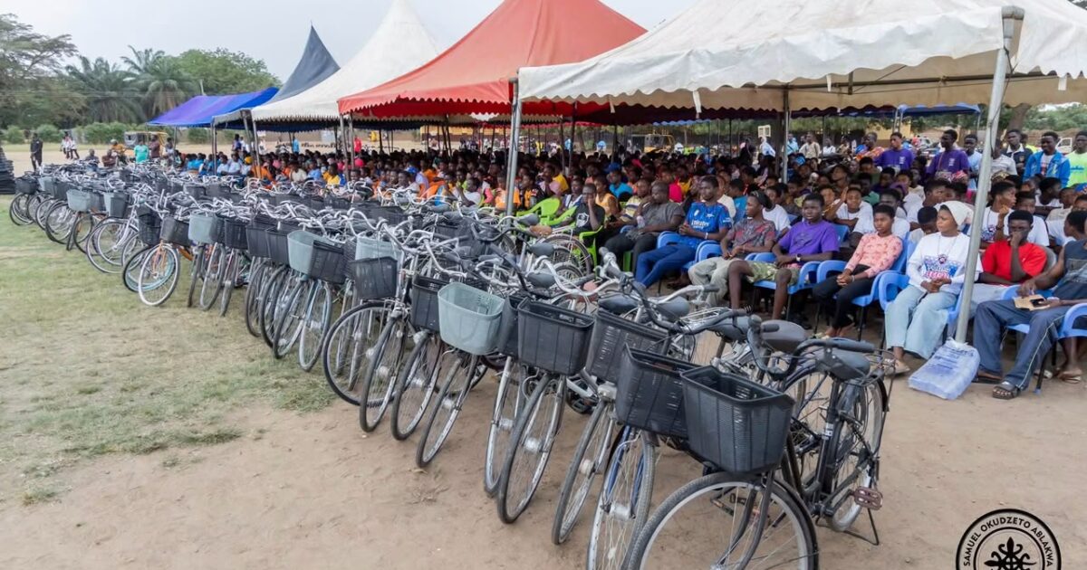 MP Ablakwa gives bicycles to 100 North Tongu day students to ease school commute