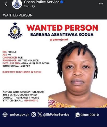 Ghana Police: Ghana Jollof Barbara Kodua Wanted Over False News