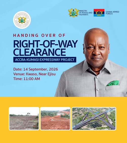 Mahama to oversee handover of right-of-way clearance for Accra-Kumasi Expressway